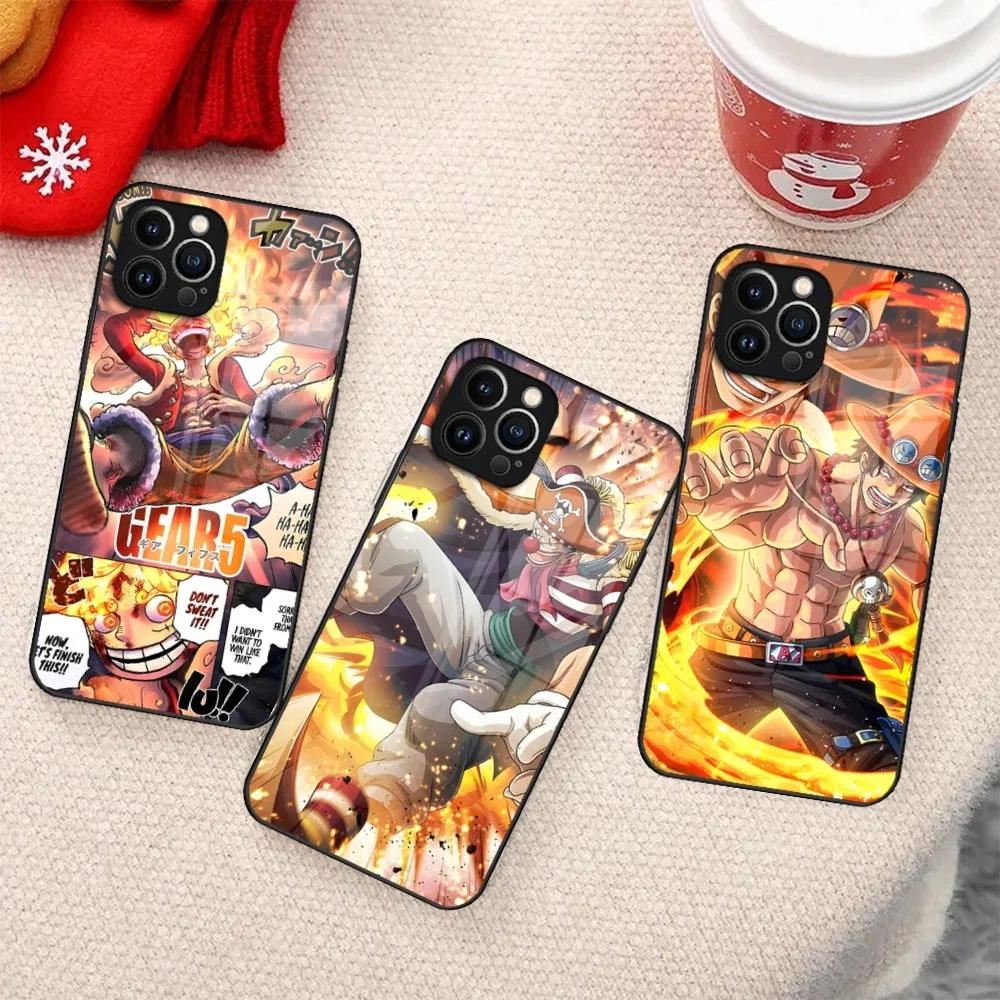 Anime O-One Pieces Phone Case For IPhone 15 14 Pro 11 13 12 Mini XS XR Max 8 7 6 Plus SE 2020 Glass Design Cove