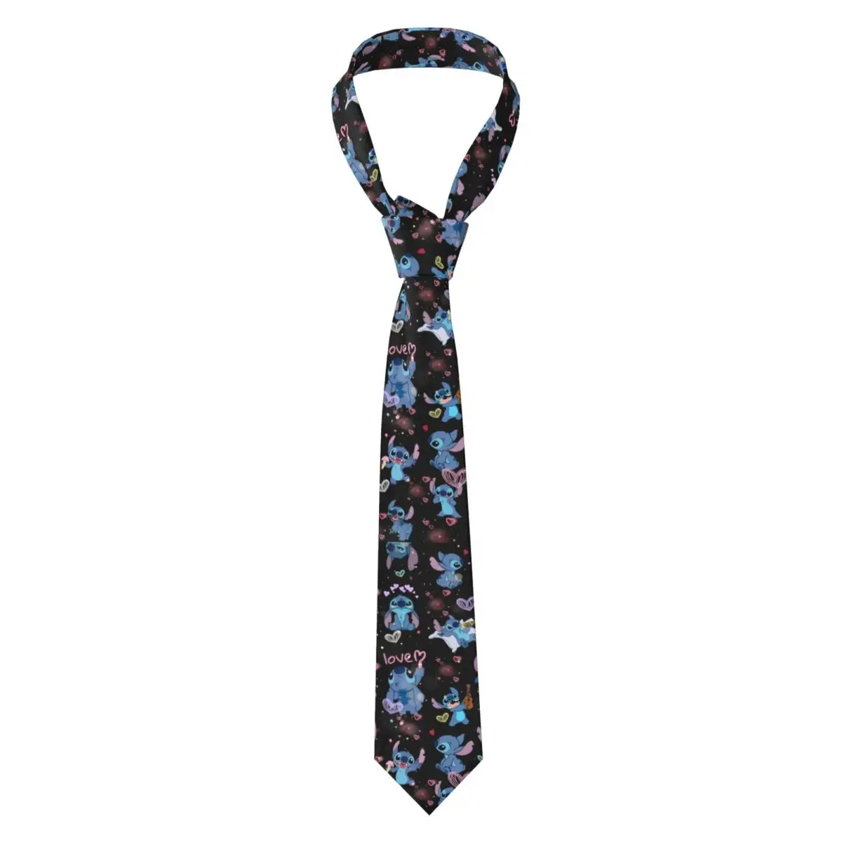 Custom Stitch Cartoon Love Neck Ties Men Mens Silk Tie For Father's Day