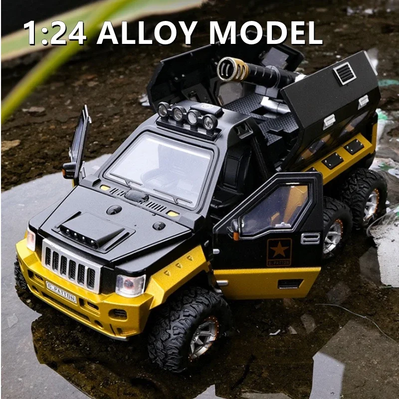 

1:24 Jeeps Modified Armored Car Alloy Car Diecasts Metal Toy Off-road Vehicles Car Model Explosion Proof Car Tank Toy Gift