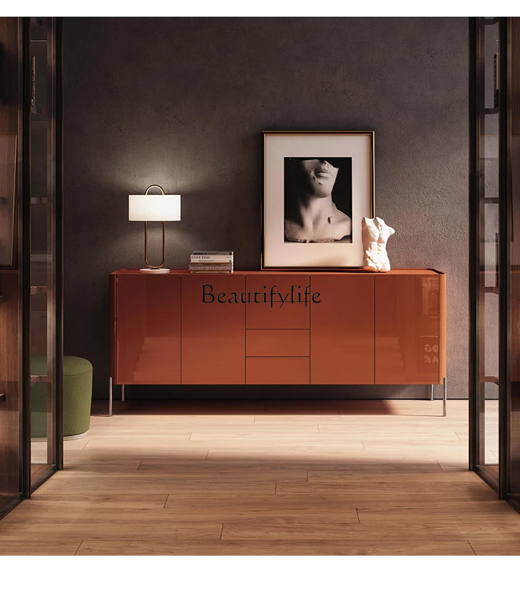 

04Italian light luxury dining side cabinet, living room partition decoration paint cabinet