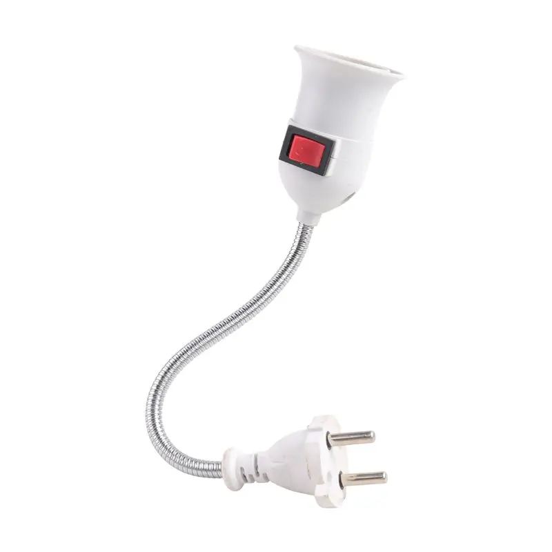 HLZS-E27 Lamp Base Conversion Led Light Wall Flexible Lamp Holder Converter With Switch Led Head Bulb Socket