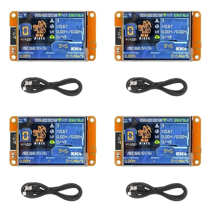 ABWR-4X Nmminer Nerdminer 945KH/S Harshrate 2.8 Inch Smart Display Bitcoin Crypto Solo Lottery Miner Upgraded Nerdminer