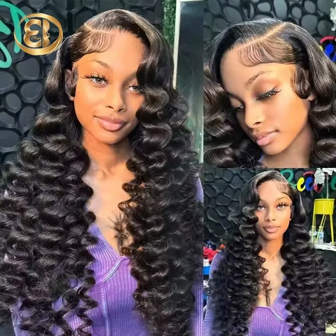 250 Density 30 40 Inch Loose Deep Wave Lace Frontal Wig 13x6 Hd Curly Human Hair Wigs 360 Water Wave Pre plucked Lace Front Wig