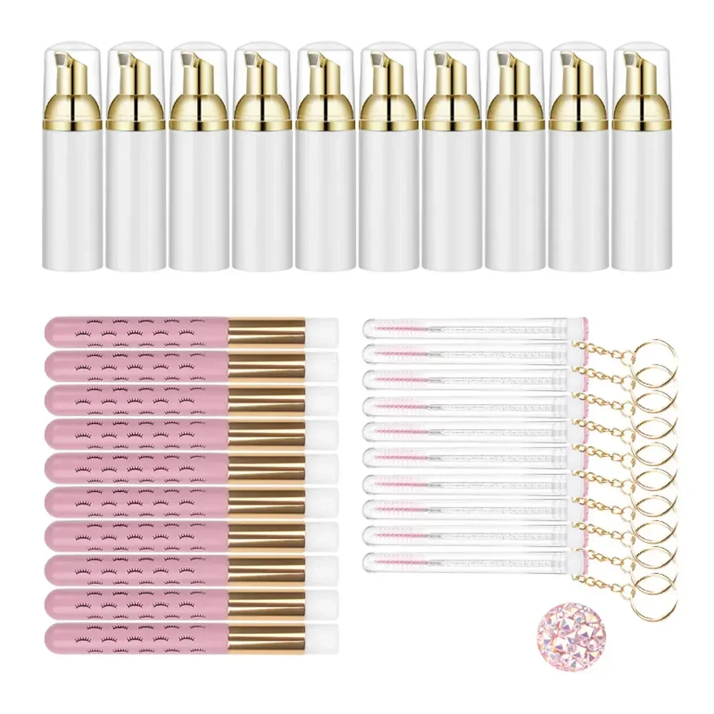 30 Pcs/Lot Lash Shampoo Brushes Empty Soap Bottle Set Include 10 Eyelash Mascara Brushes 10 Peel Off Blackhead Nose Cleanse