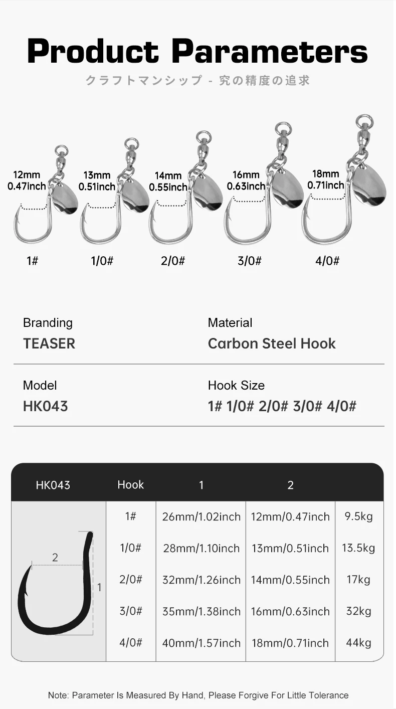 OBSESSION HK043 5er-Set rotierende Pailletten-Jigging-Haken 8062 Slow Jigging Edelstahl High Carbon Spoon Spinner Assist Hook Tackle – Detail 2