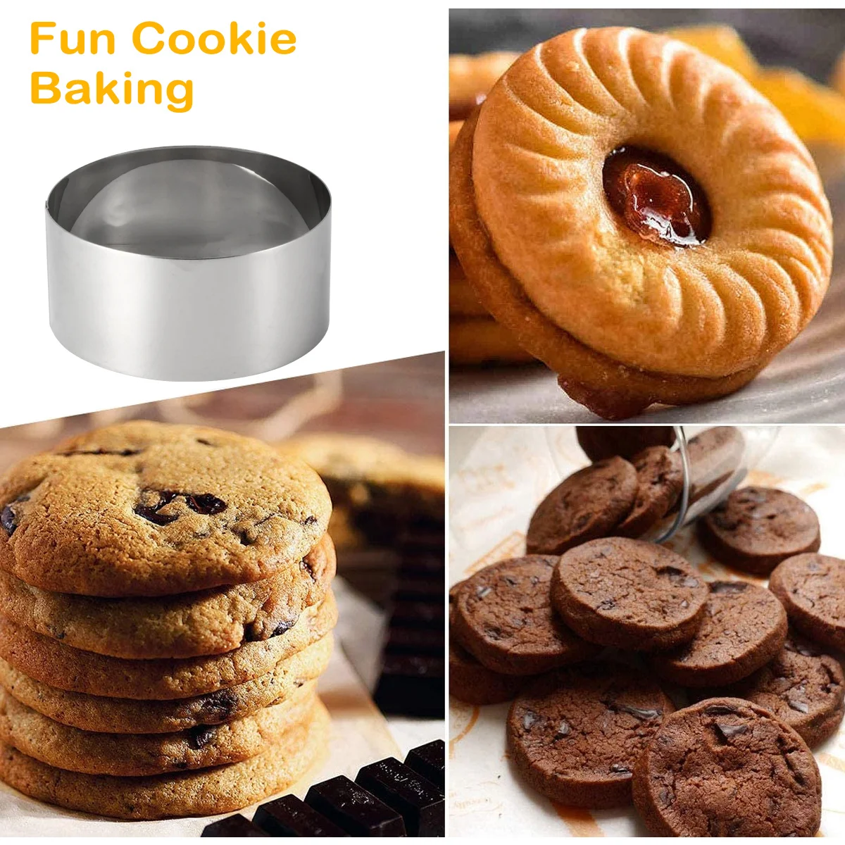 

4 PCS Stainless Steel Mousse Ring Mold Cake Molds Baking Tools Rings Moulds Cookies