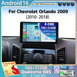 Android 16 For Chevrolet Orlando 2009 2010 - 2018 2K QLED Stereo Car Radio Multimedia Video Player GPS 4G CarPlay