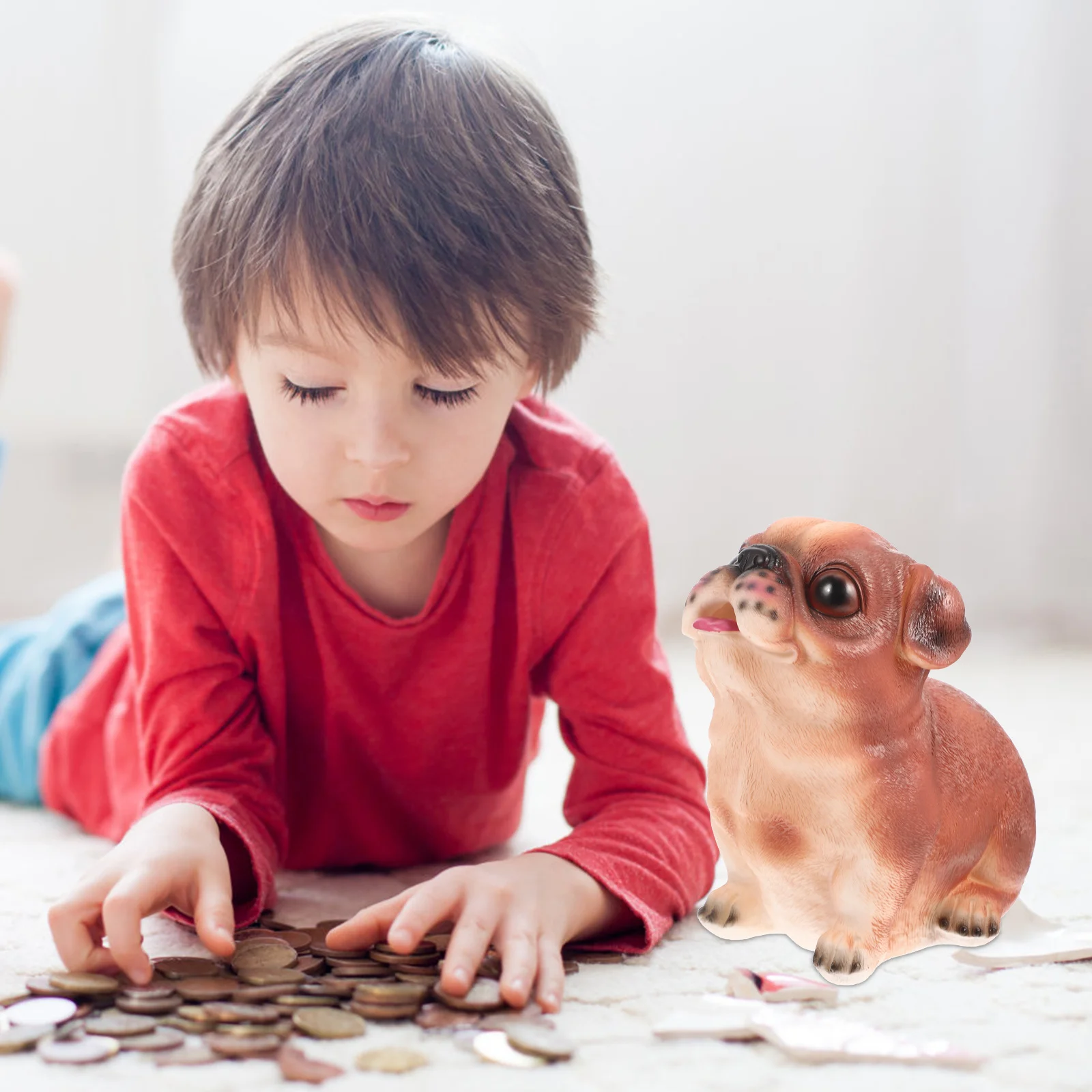 رائعتين الكلب حصالة على شكل حيوان مادة الفينيل قوية عملة البنك للأطفال لطيف سطح المكتب ديكور المال جرة الكلب توفير وعاء جميل عملة جرة #5