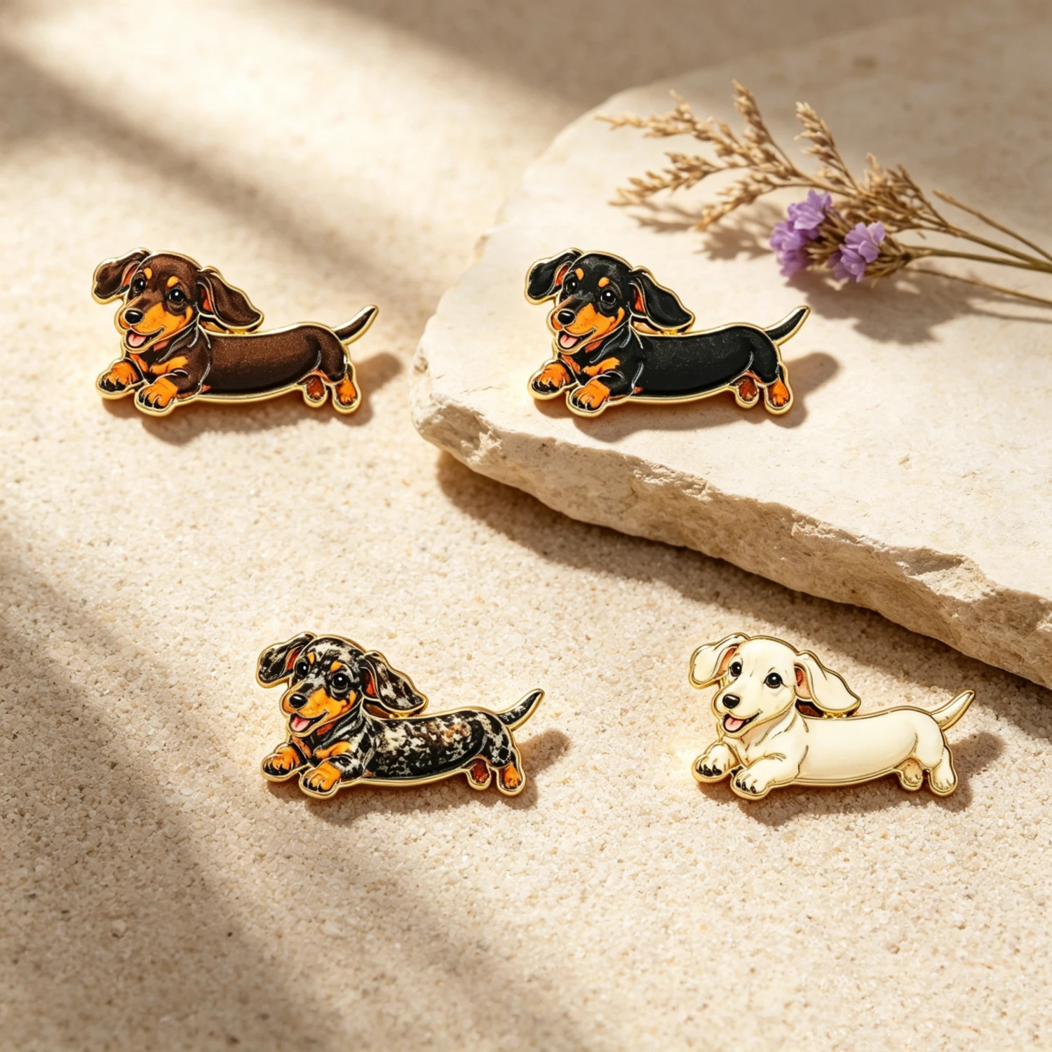 4 Pcs French Bulldog Corgi & Dachshund Enamel Brooch Lapel Pins Badges on Backpack Decoration Jewelry Accessories Friends Gifts