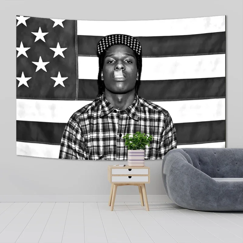 ASAP Rocky Live Love Flags Rakim Mayers Smoking Wall Hanging Ablum Posters Decor Meme Tapestry Room Decor Aesthetic Tapestrie #