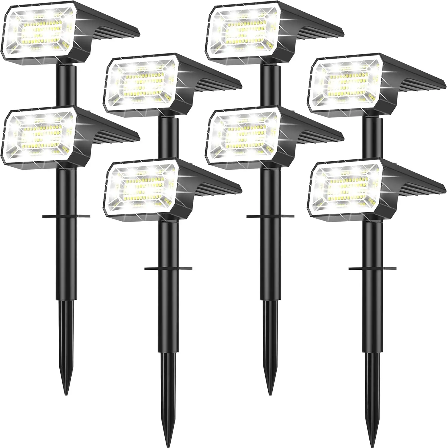 

8 Pack Solar Spot Lights Outdoor Waterproof IP65 100 LED 4 Modes Auto On/Off High Lumens for Garden Pathway Cool White