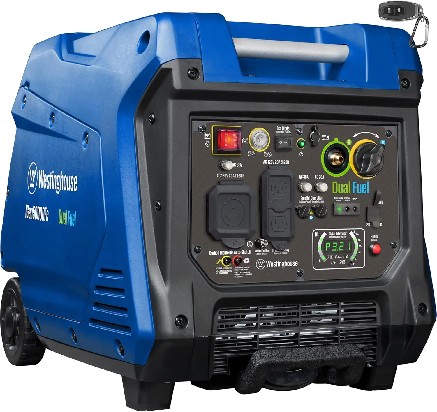

5000 Peak Watt Super Quiet Dual Fuel Portable Inverter Generator, Remote Electric Start, Gas & Propane Powered