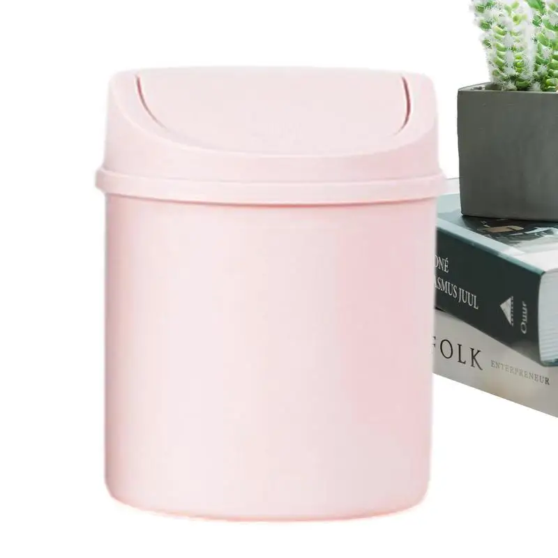 Mini Waste Bin With Lid Desktop Office Organizer Storage Home Garbage Basket Container Table Trash Bin Small Trash Can