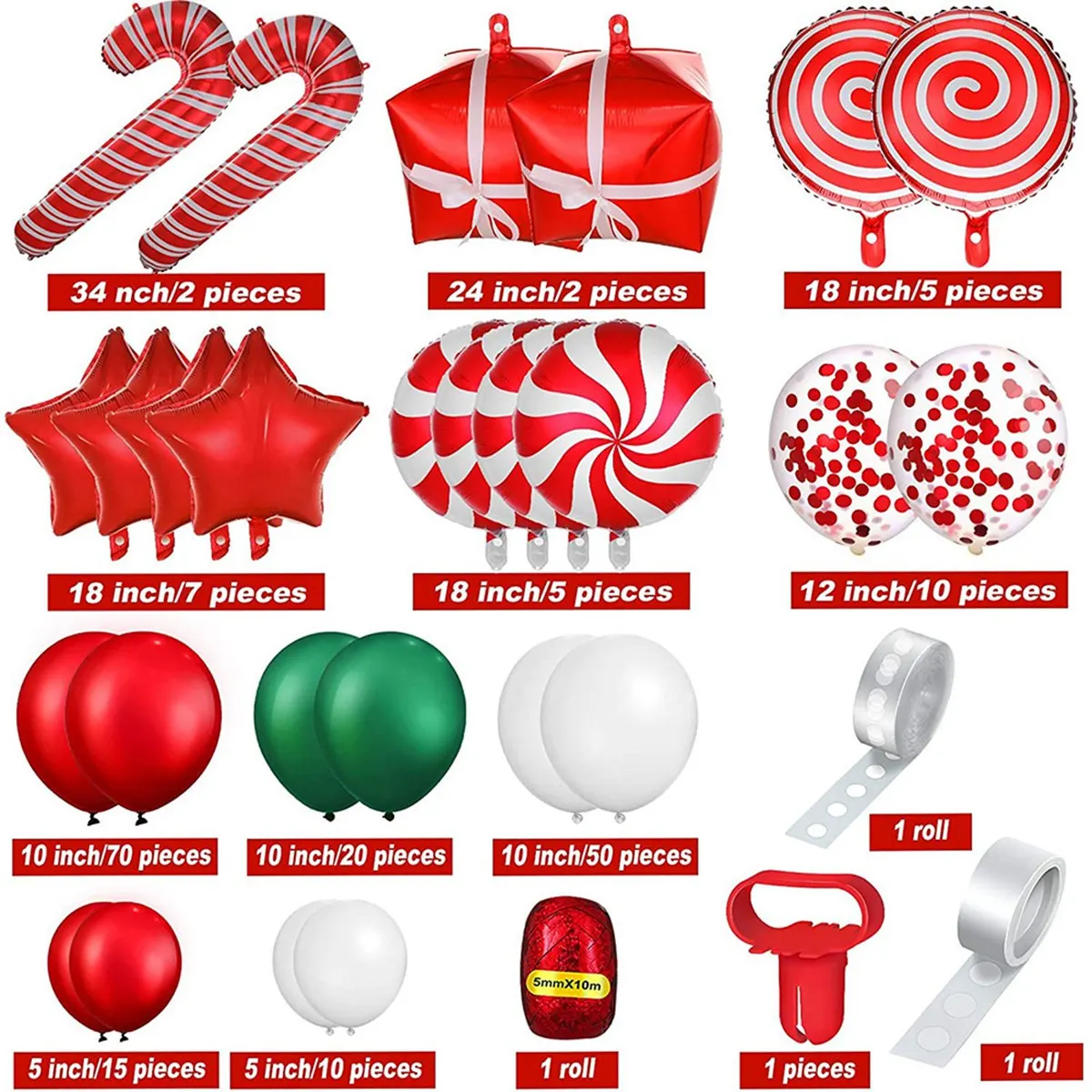 

AA94-Christmas Latex Aluminum Film Balloon Chain Set New Year Theme Holiday Party Decoration Gift Background Decoration