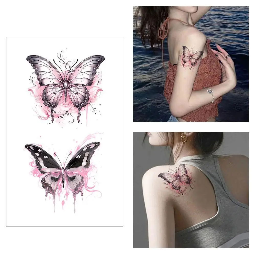 Dopamine Cute Bright Color Butterflies Waterproof Long Lasting Temporary Tattoos Kawaii Style Simple Tattoo Stickers