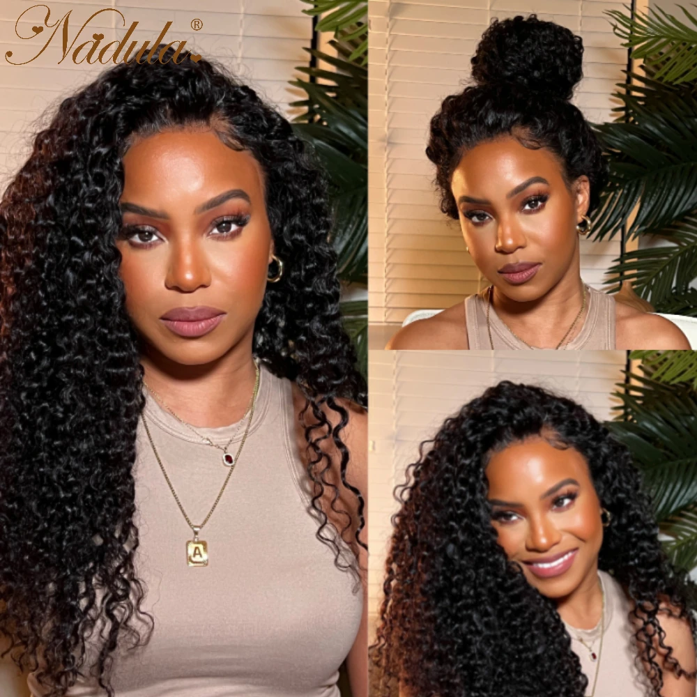 Nadula Hair Curly Hair Wigs 13x4 Lace Frontal Wig With Kinky Edges Breathable 4X4 Closure Human Hair Wig 4x1 T Part Wig