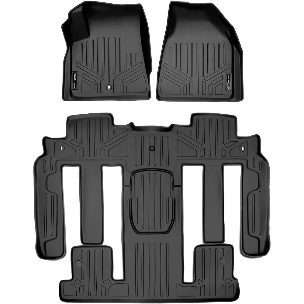 US Custom Fit Floor Mats 2 Row Liner Set Black Compatible with 2009-2017 Traverse/Enclave/Acadia/Outlook