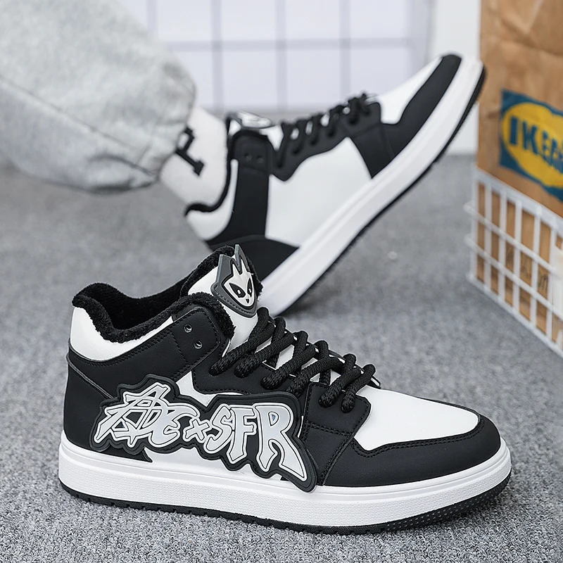 

Мужская обувь Нишевая оригинальная зимняя бархатная теплая обувь из двух хлопка Молодежная модная брендовая универсальная повседневная спортивная обувь с высоким берцем