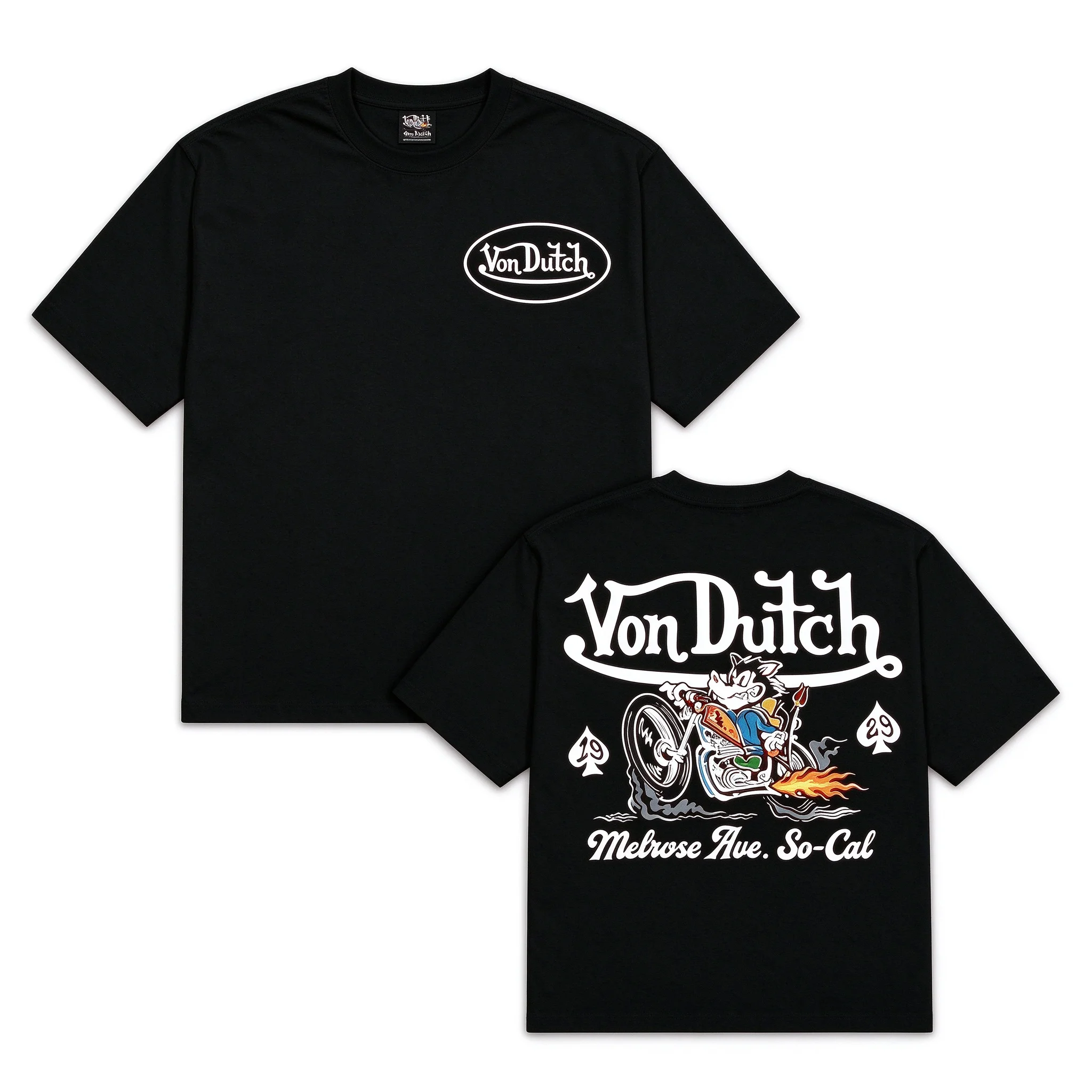 Bad Wolf Motorcycle Racing Y2K Retro Print T Shirt Men Women Cotton Short Sleeve Summer Double Sided Streetwear Casual Oversized