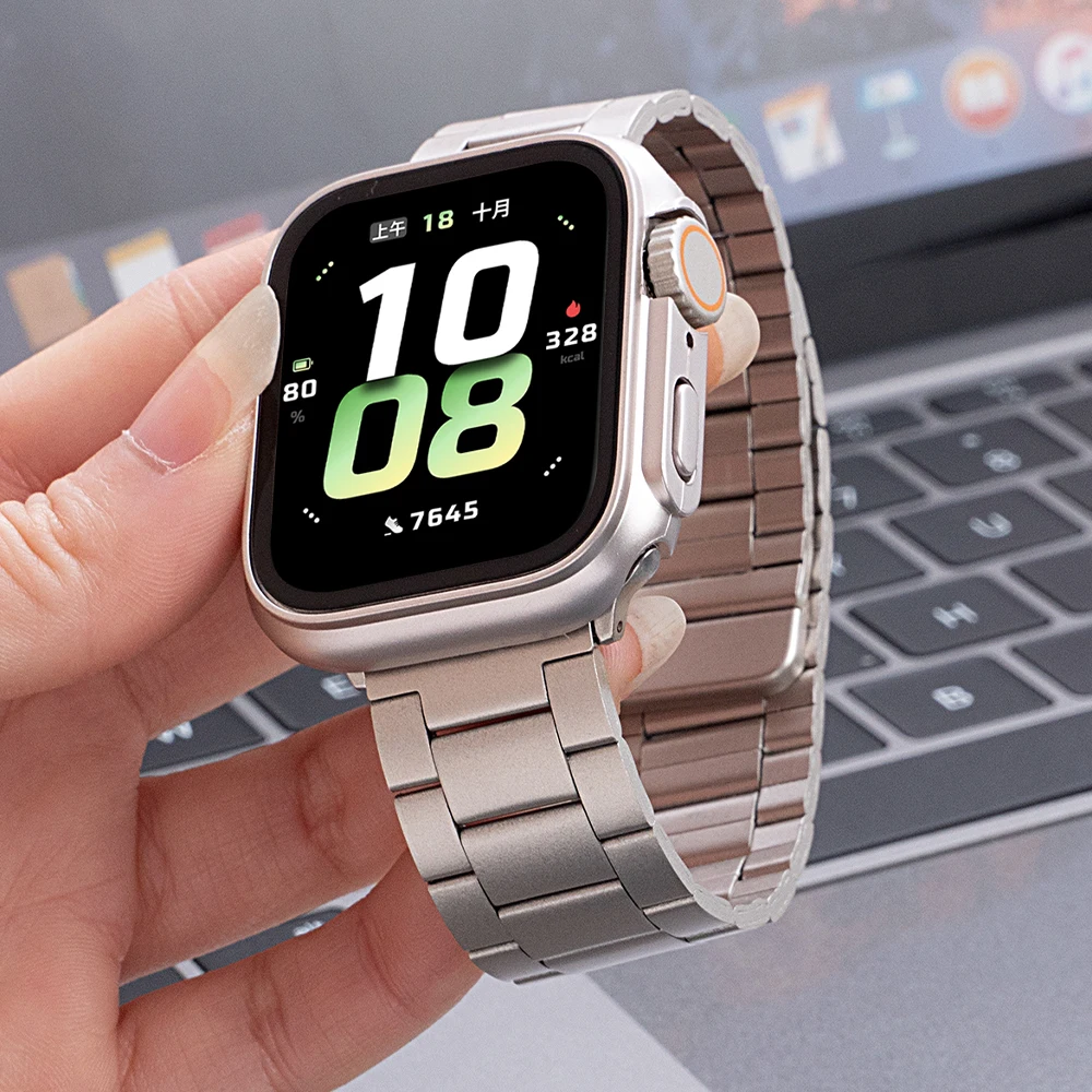 

Ремешок из нержавеющей стали для Apple Watch Series 10, 46 мм, 42 мм, Ultra 49 мм, 45 мм, 44 мм, 41 мм, магнитный ремешок для часов Iwatch 9 7 8 5 6 SE