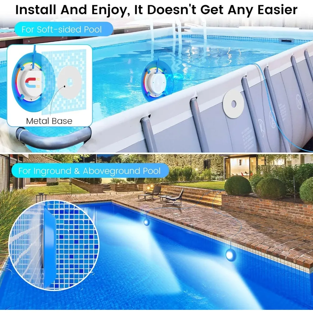 

Светодиодные фонари для бассейна, двойные фонари 50 Вт для гигантских бассейнов, подводный светильник с управлением через приложение 12 В и магнитом