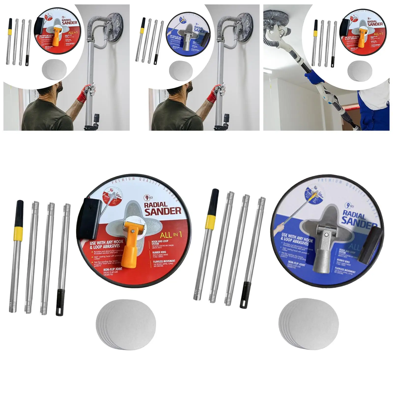 Pole Sander for Drywall 360 Degree Rotatable Handheld Wall Surface Sanders