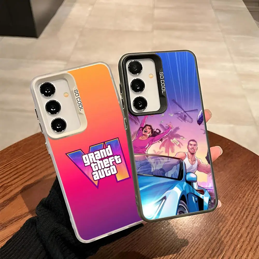 grand theft auto vi Phone Case For Samsung Galaxy S26 S25 S24 S23 S22 S21 S20 Ultra Plus Fe colored silver Cover