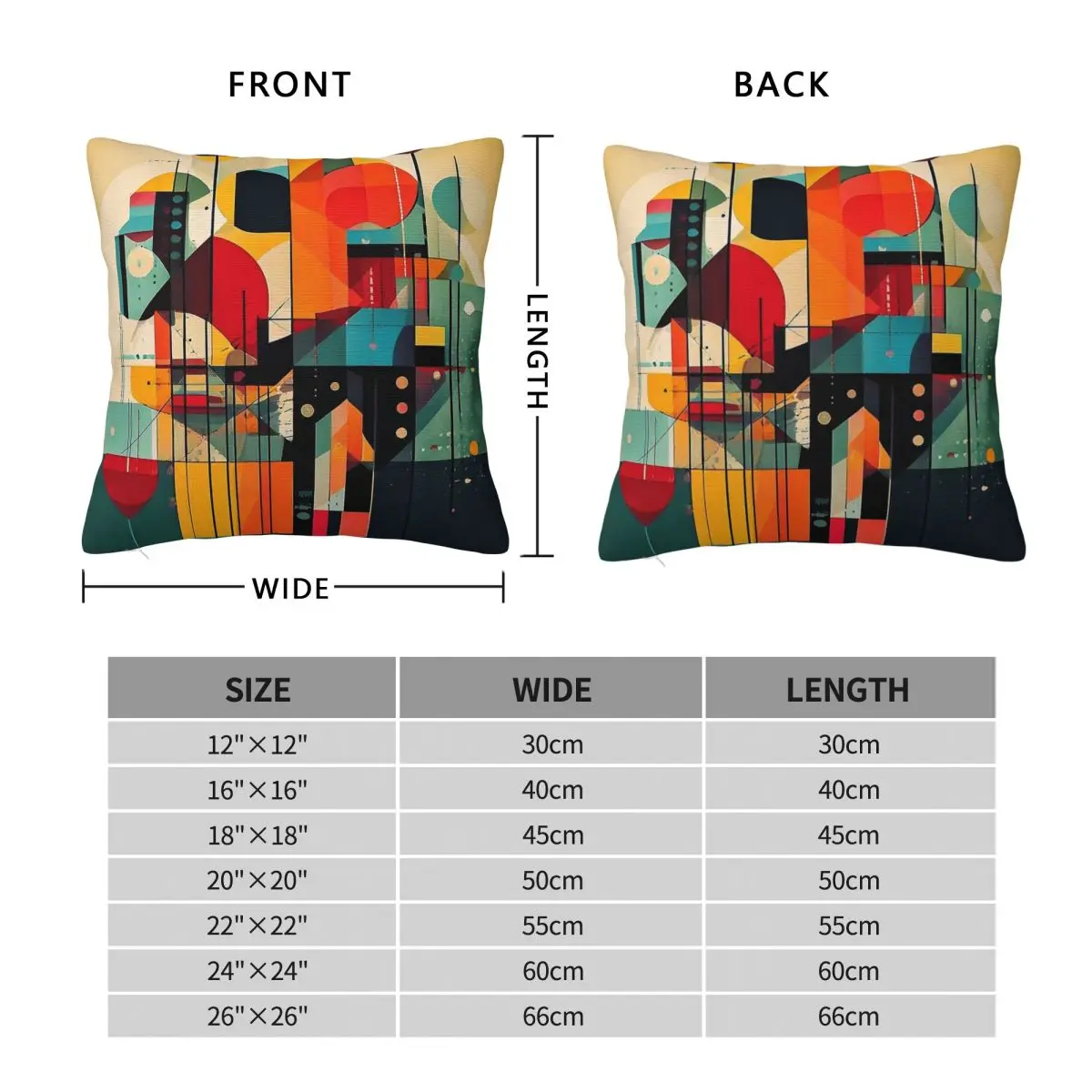 Retro Bauhaus Bold Shapes Square Pillowcase Polyester Linen Velvet Printed Zip Decorative Throw Pillow Case Car Cushion Cover