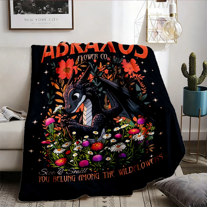 Abraxos Wyvern Flannel Blanket, Abraxos Flower Co Flannel Throw, Throne of Glass Cozy Blanket, Bookish Gift