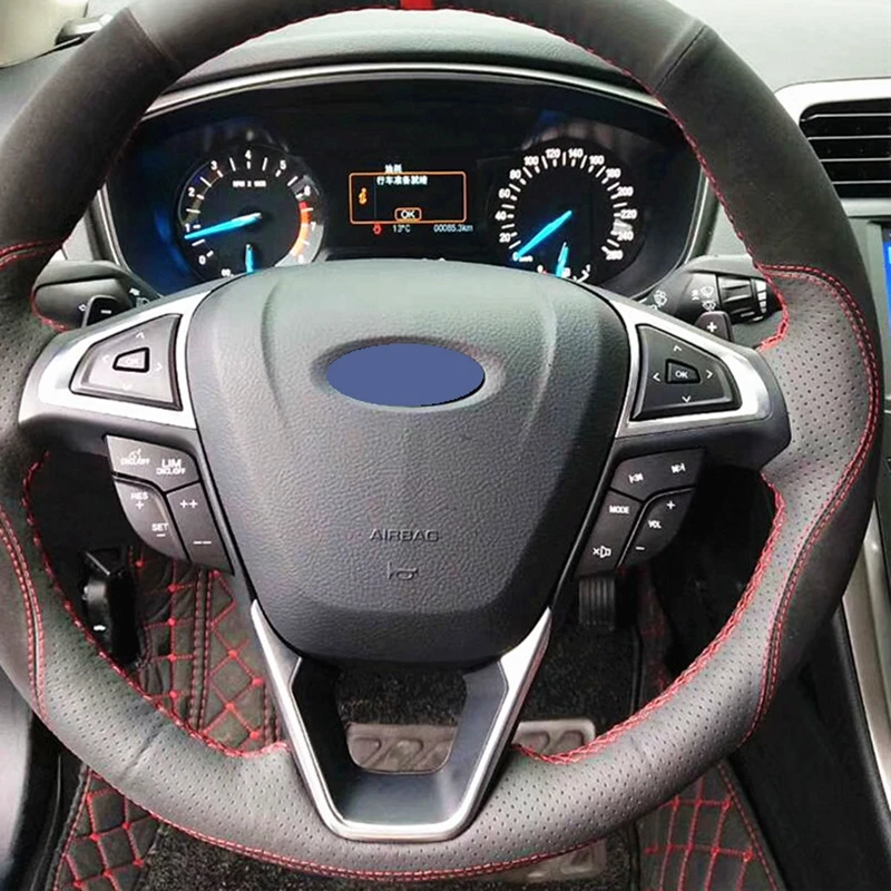 For Ford Fusion Mondeo 2013 2014 EDGE 2015 2016 Black Suede Car Steering Wheel Cover