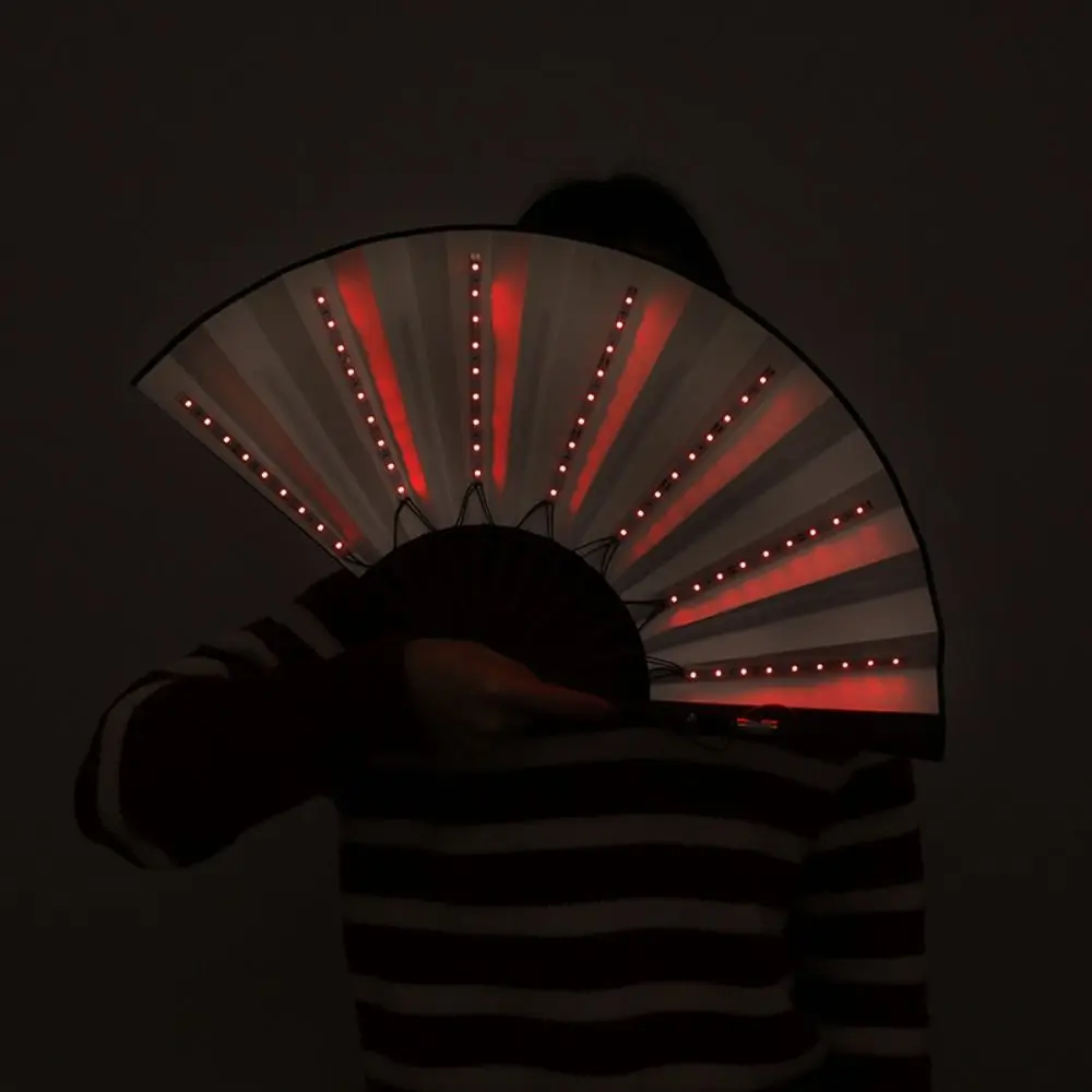 Creative Glow Folding LED Fan Colorful Portable LED Luminous Fan Glow in The Dark Handmade Glowing Hand Fan Halloween Party