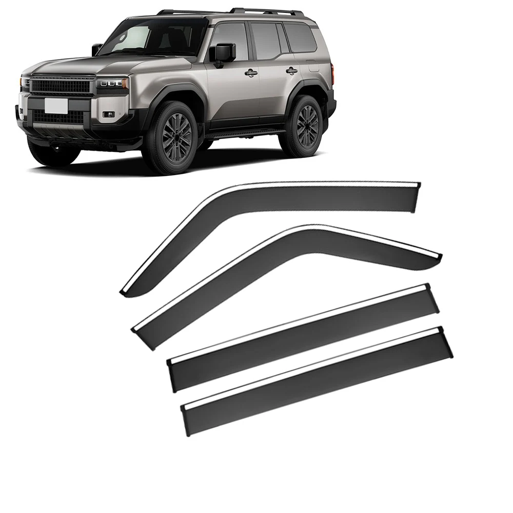 

For TOYOTA Land Cruiser Prado 1997-2024 Auto Side Window Wind Deflectors Visors Black Rain Guard Door Visor Vent Shades Dark