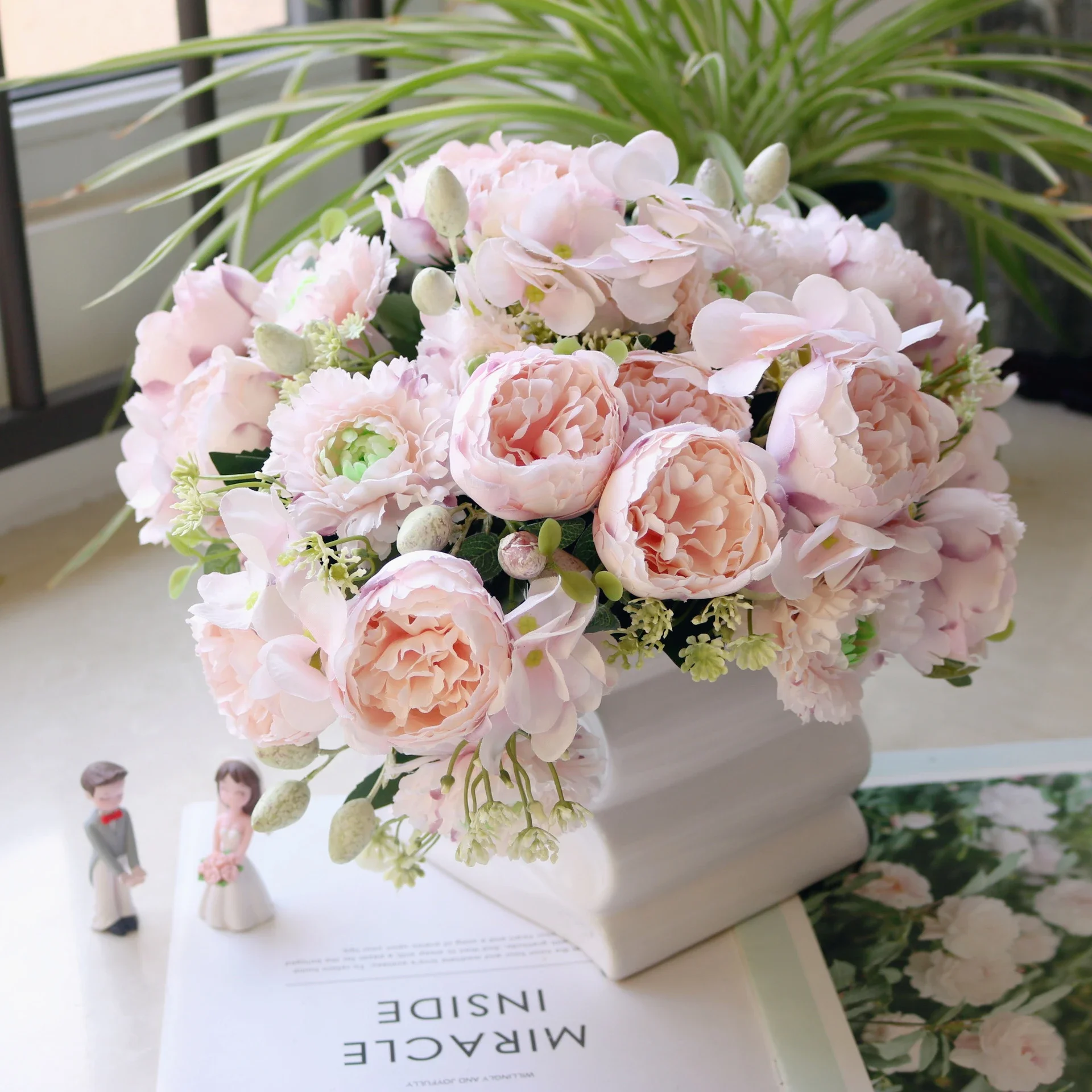 

Artificial Flowers White Silk Bride Bouquets Peony Wedding Supplies Home Room Garden Party Autumn Chriatmas Decor Fake Floral