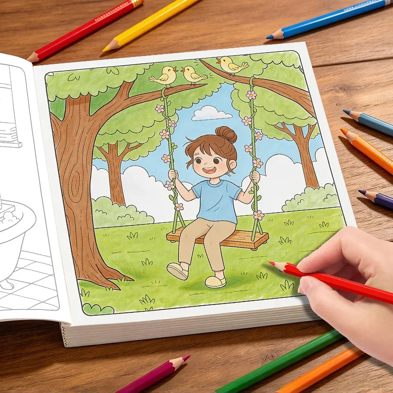 1 Painting and Coloring Book on The Theme of Girls' Growth, 24 Pages, Suitable for Girls' Birthday Parties, Art Enlightenment