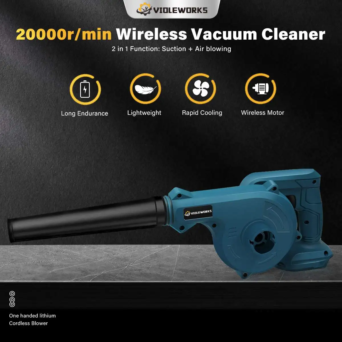 2 in 1 Cordless Electric Air Blower 1500W 20000rpm Home Computer Dust Remover Cleaning Leaf Blower for Makita 18V Battery