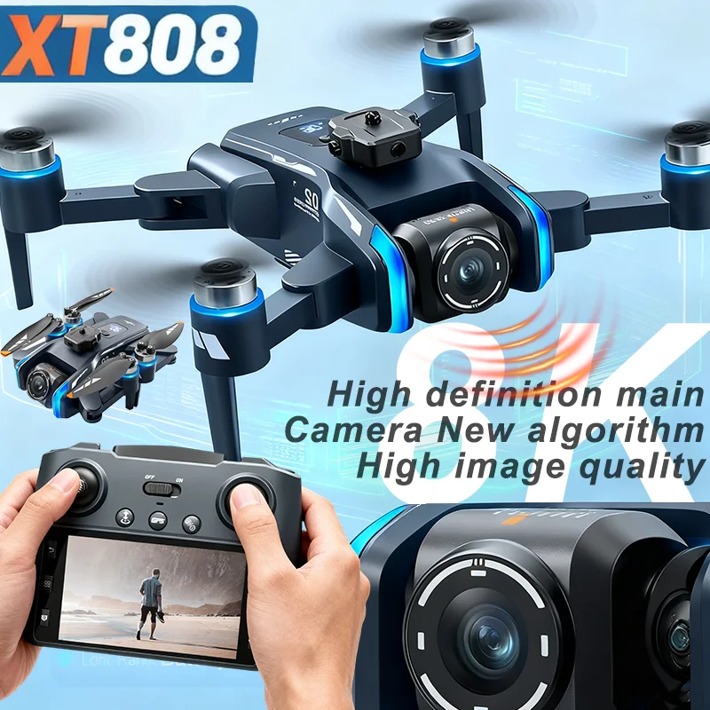 XT808 ماكس نظام تحديد المواقع بدون طيار مع 1080P HD كاميرا فرش السيارات 5G واي فاي تجنب العوائق شاشة كبيرة Dro التصوير الجوي لعبة هدية