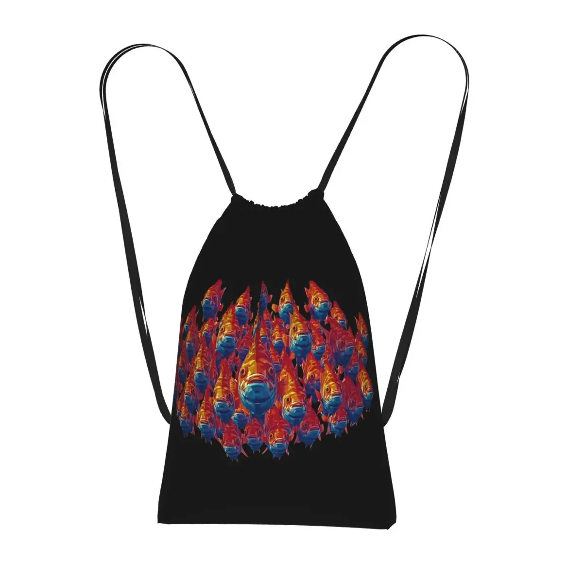 Strange Orange Fish Pattern Backpacks Casual Drawstring Bags Shoes Bag Book Bags for Travel Students