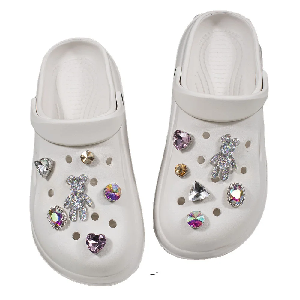 سحر الأحذية ل Crocs DIY الكرتون كريستال الدب حجر الراين زينة الأحذية اكسسوارات سحر ل قباقيب حقيبة الشرائح الصنادل