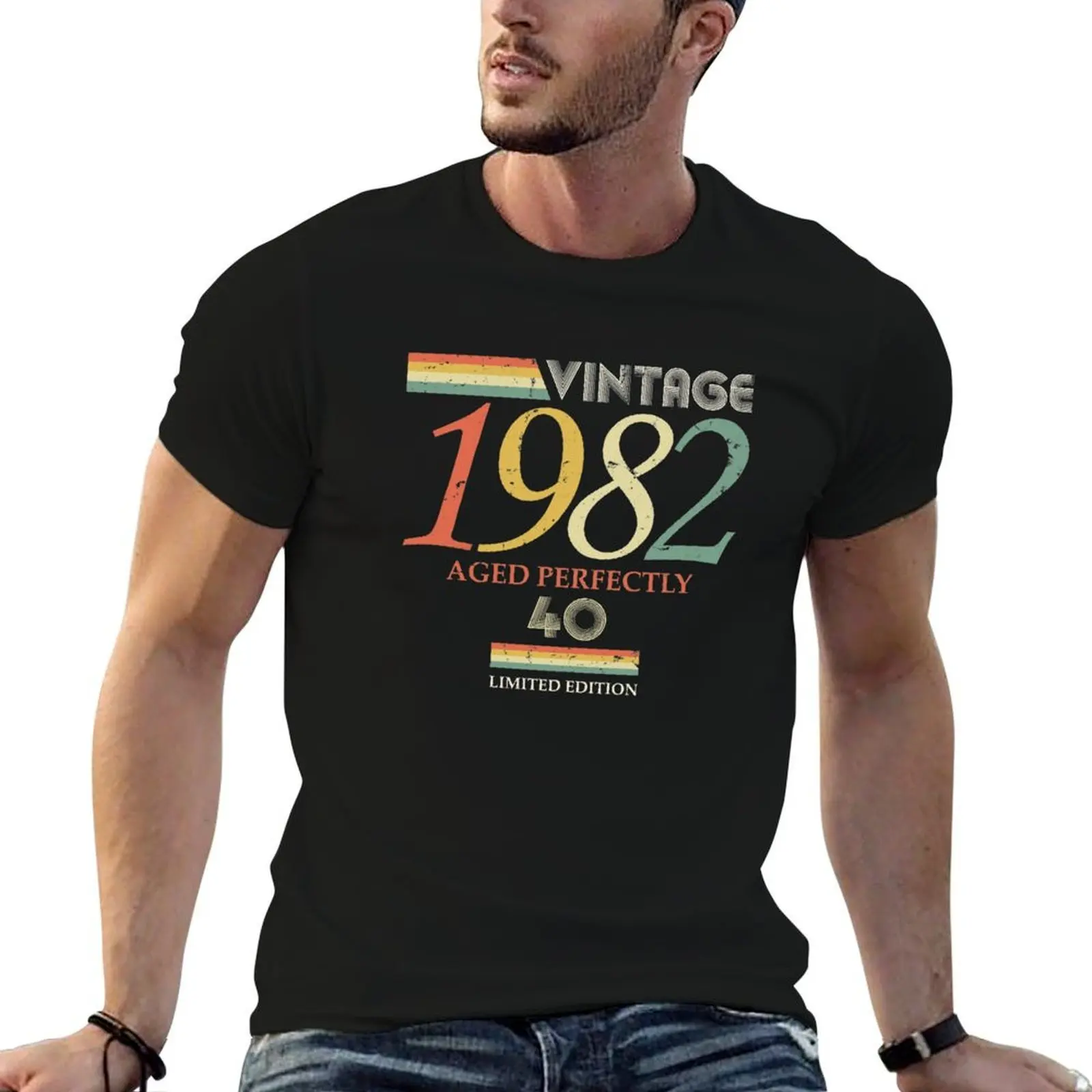Vintage 1982, 40th Birthday Aged Perfectly Gift T-Shirt cotton t shirt man graphic t shirts for man T-Shirt