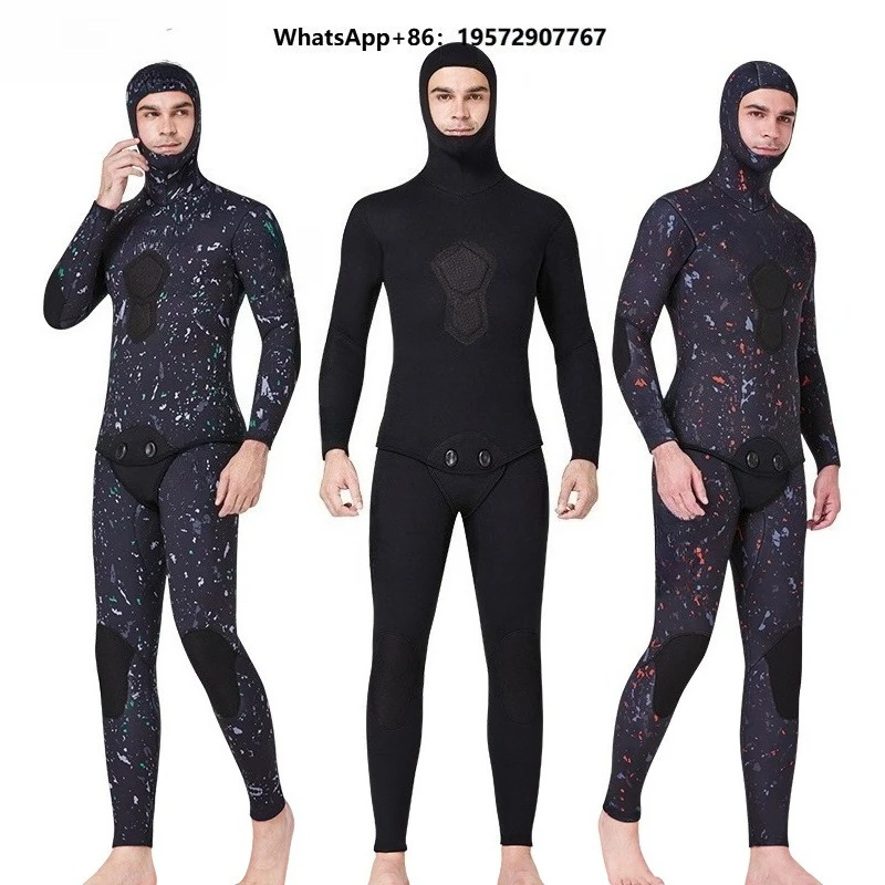 Wholesale 7mm Diving Suits Open Cell Mens  Split Freedivng Wet Suit Limestone Camouflage Spearfishing Wetsuit