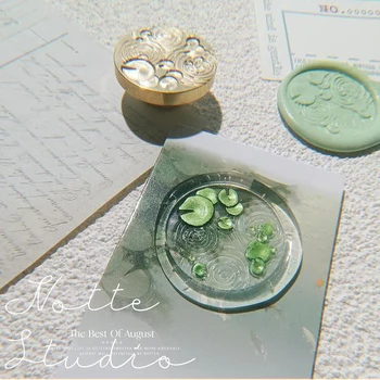 Lotus leaf fire seal stamp copper head 3D embossing wax seal stamp brass head envelope seal stamp toy wax carving brass head