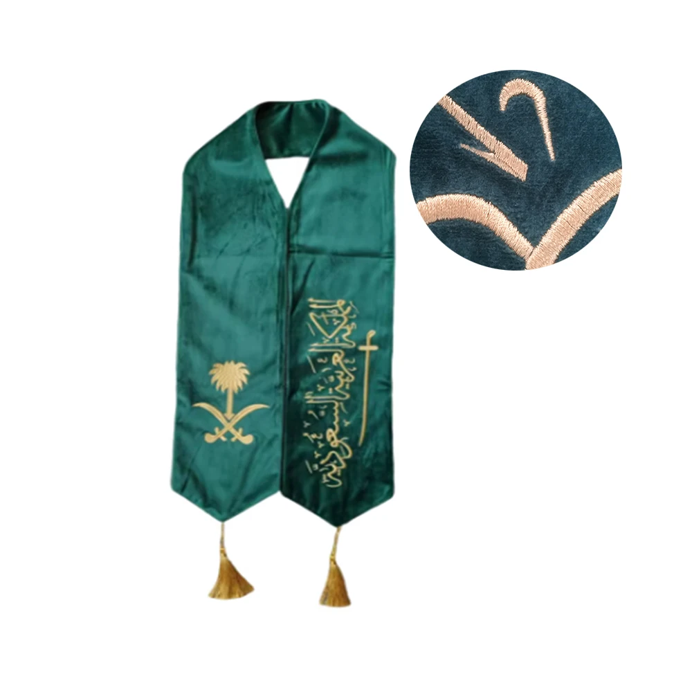 Flagicts velvet National Day embroidered Saudi Scarf