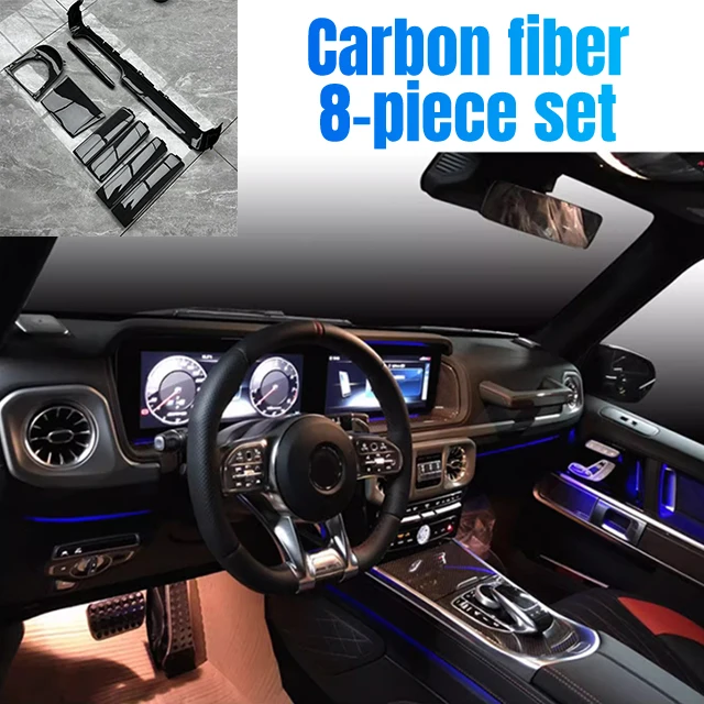 Applicable fo G-class s  W464 Carbon Fiber Interior 8-piece Set Door Panel, Center Console, Co pilot Handle,