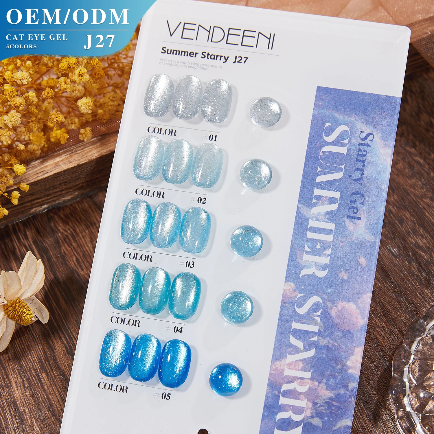 

Vendeeni New Seasonal Trend 5 Colors Golden Cat Eye Gel Collection Wholesale Nail Art Painting UV Gel Cat Eye Polish