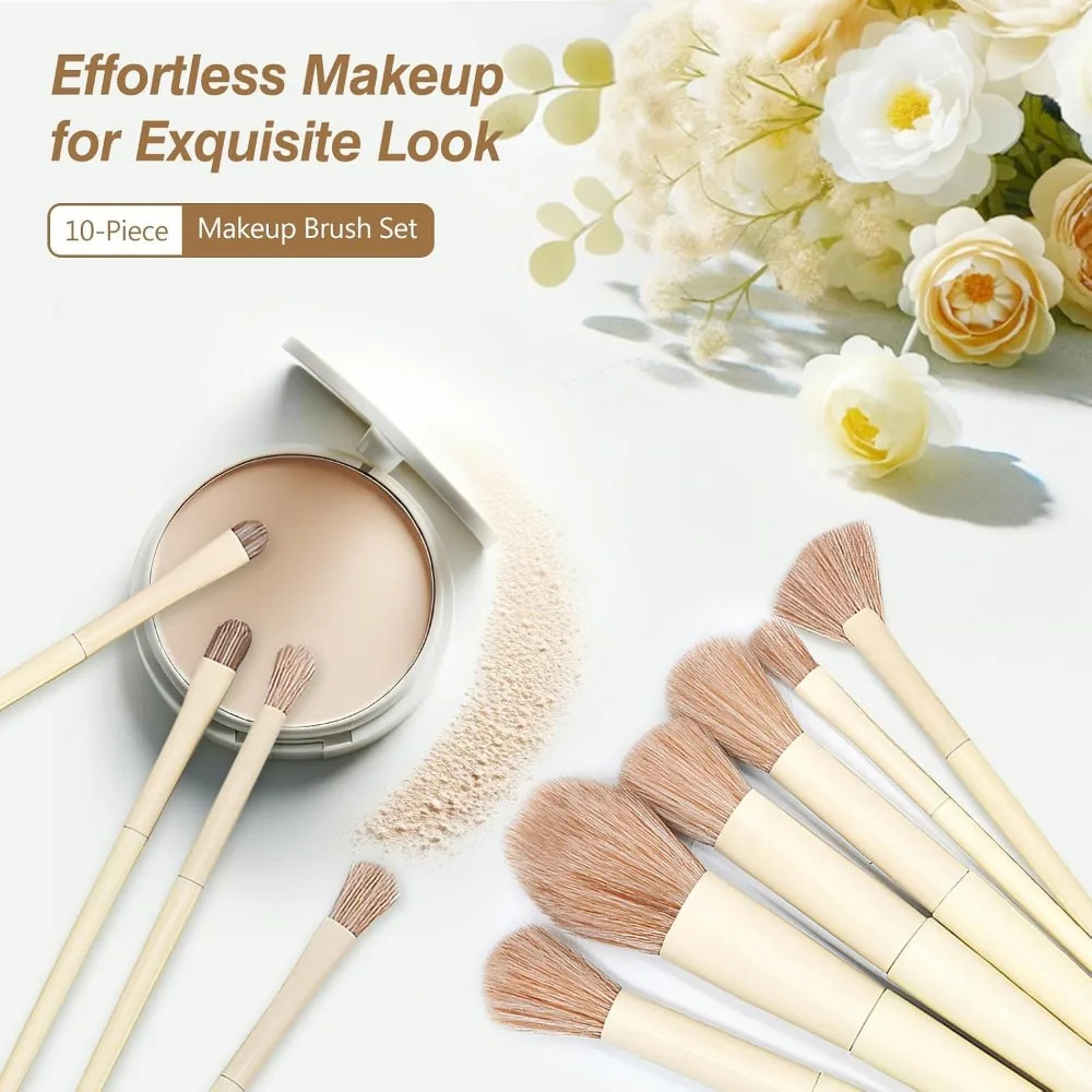 Mastering Makeup Application with Synthetic Brushes Set for Foundation, Powder, Concealer, and Eye Shadows