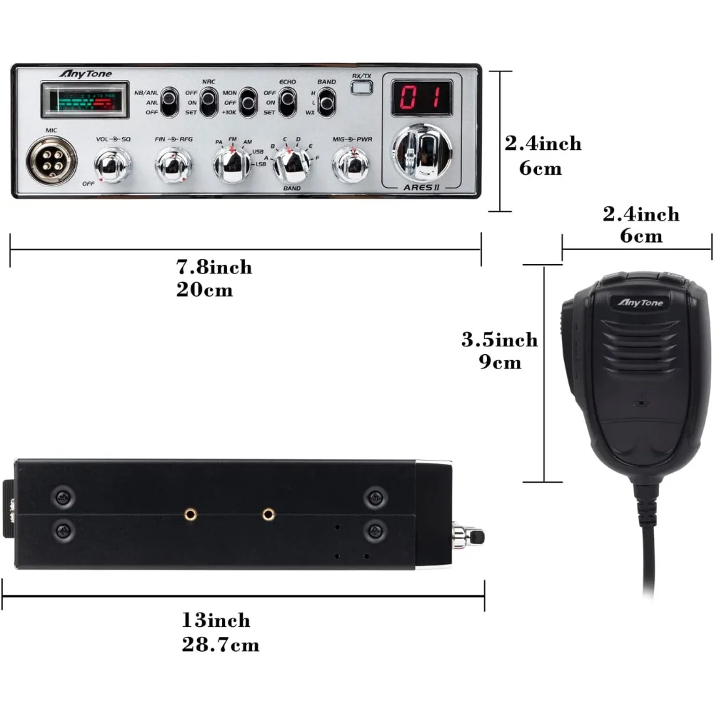 AnyTone-rádio ARES II 10 metros para caminhão, CTCR DCS, alta potência de saída, Max FM 40W,SSB 35W, AM 12W.