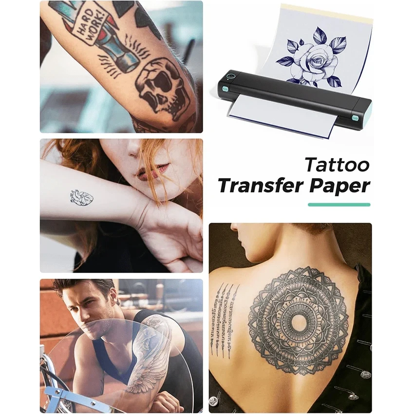 Imagem -02 - Phomemo-papel de Transferência de Tatuagem M08f Tamanho a4 Estêncil Papel de Cópia Térmico Acessórios de Máquina