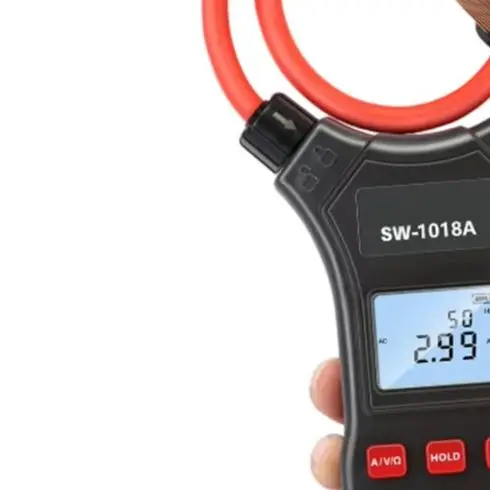 SW1018A Flexible Current Clamp Meter 9999A AC DC Voltage Resistance Tester With LCD Backlight Data Storage For Industrial Power