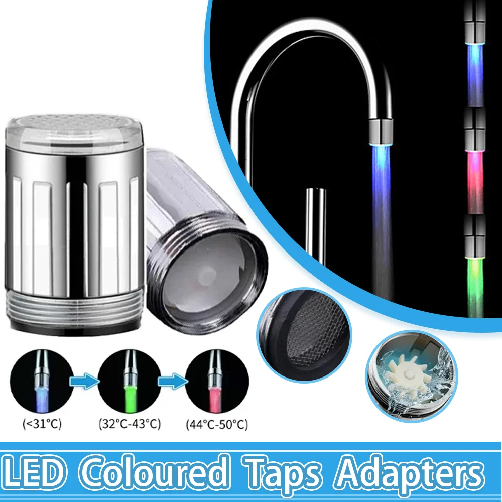 LED Temperature Sensitive Faucet Water Saving Kitchen Bathroom Sensor  Multicolour Change Faucet Head Aerator Tap Nozzle Shower