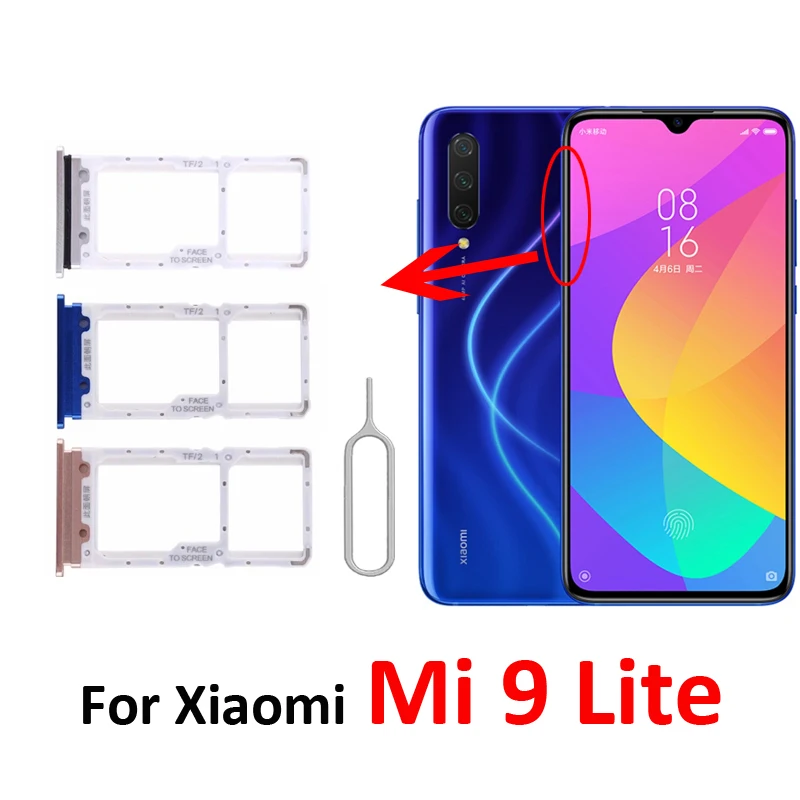 SIM Card Tray Adapter For XIAOMI Mi 9 Lite 9lite Mobile Phone Housing New Chip Micro SD SIM Card Holder Slot + Tools